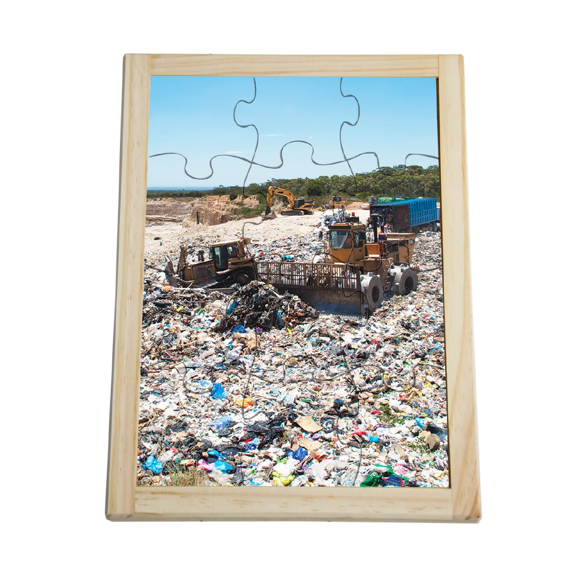 Rubbish Tip Puzzle — hand-painted wooden jigsaw puzzle — Australian-made sustainability learning resource