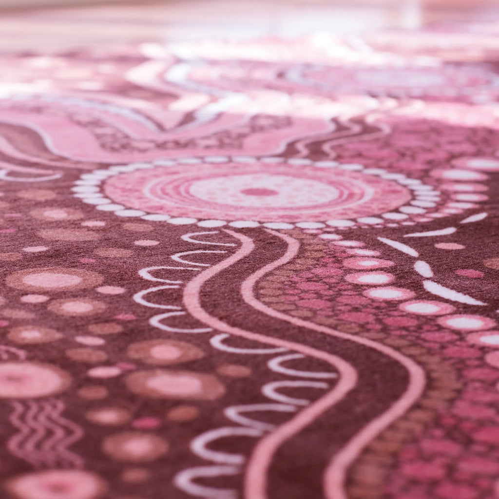 Aboriginal Art Sand Dreaming Rug — classroom display view
