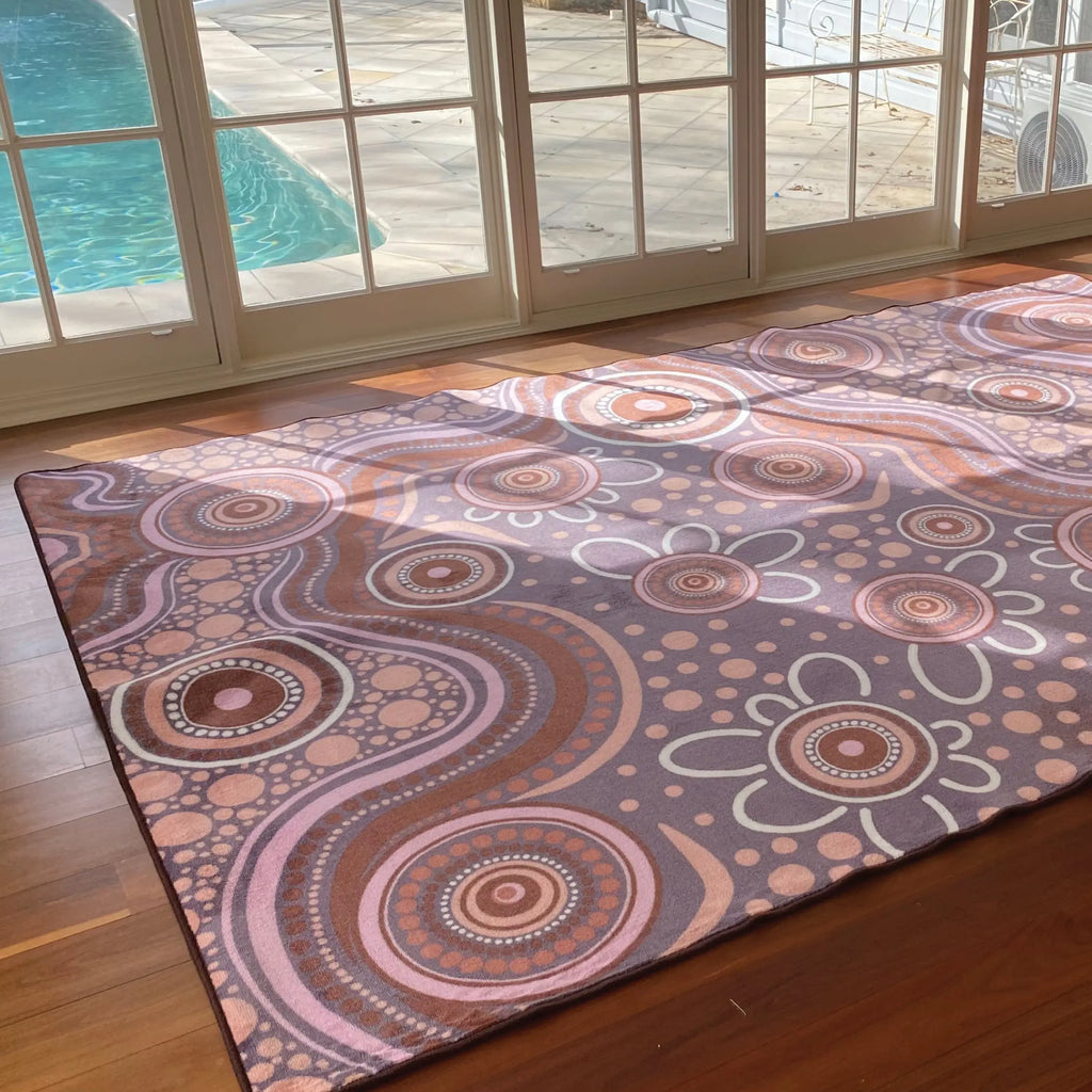 Aboriginal Art Sand Dreaming Rug — alternative view of Indigenous classroom rug