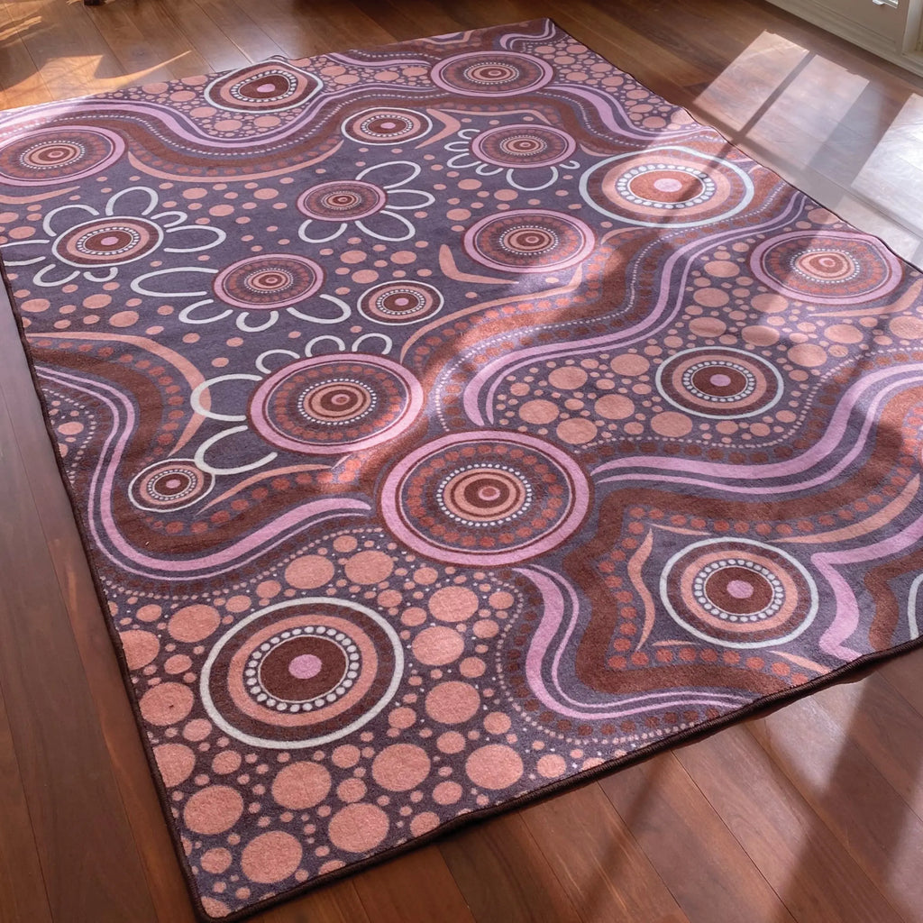 Aboriginal Art Sand Dreaming Rug — additional dot art design view