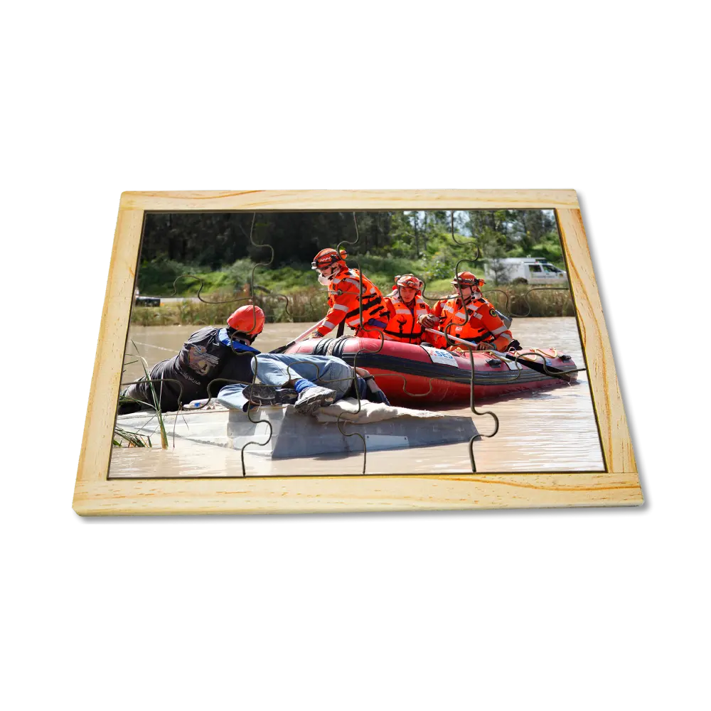 SES Rescue Puzzle — hand-painted wooden jigsaw puzzle — Australian-made emergency services learning resource