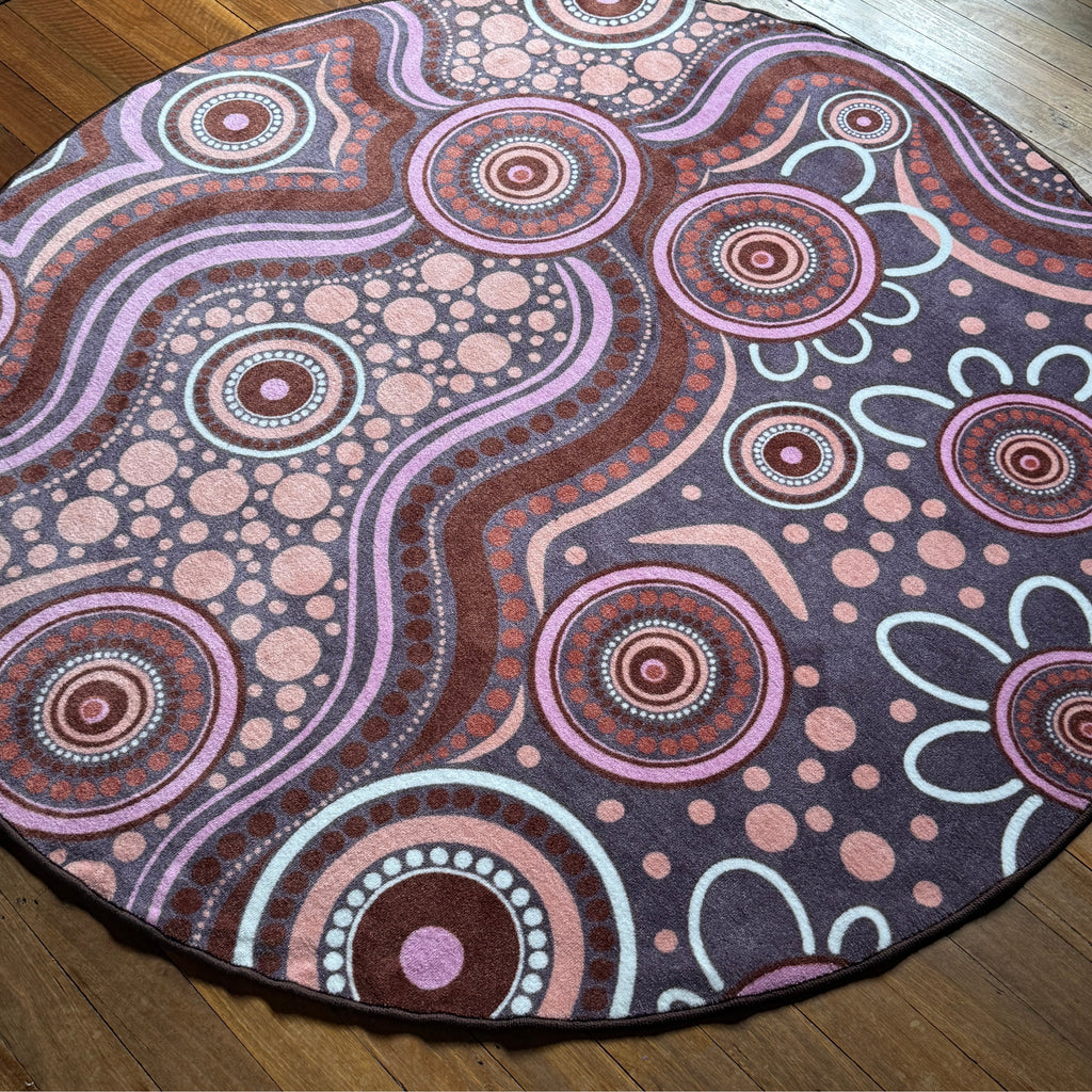 Aboriginal Art Sand Dreaming Rug Round
