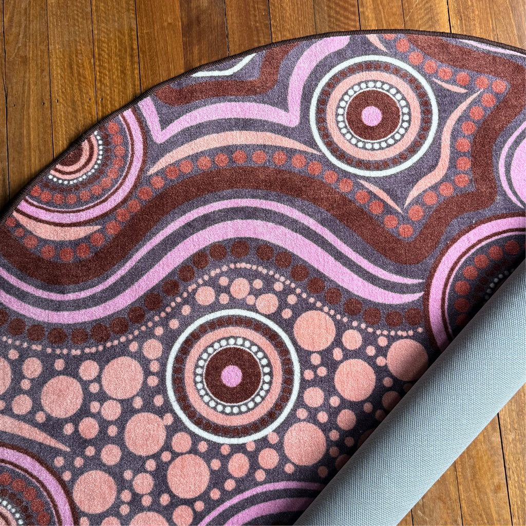 Aboriginal Art Sand Dreaming Rug Round