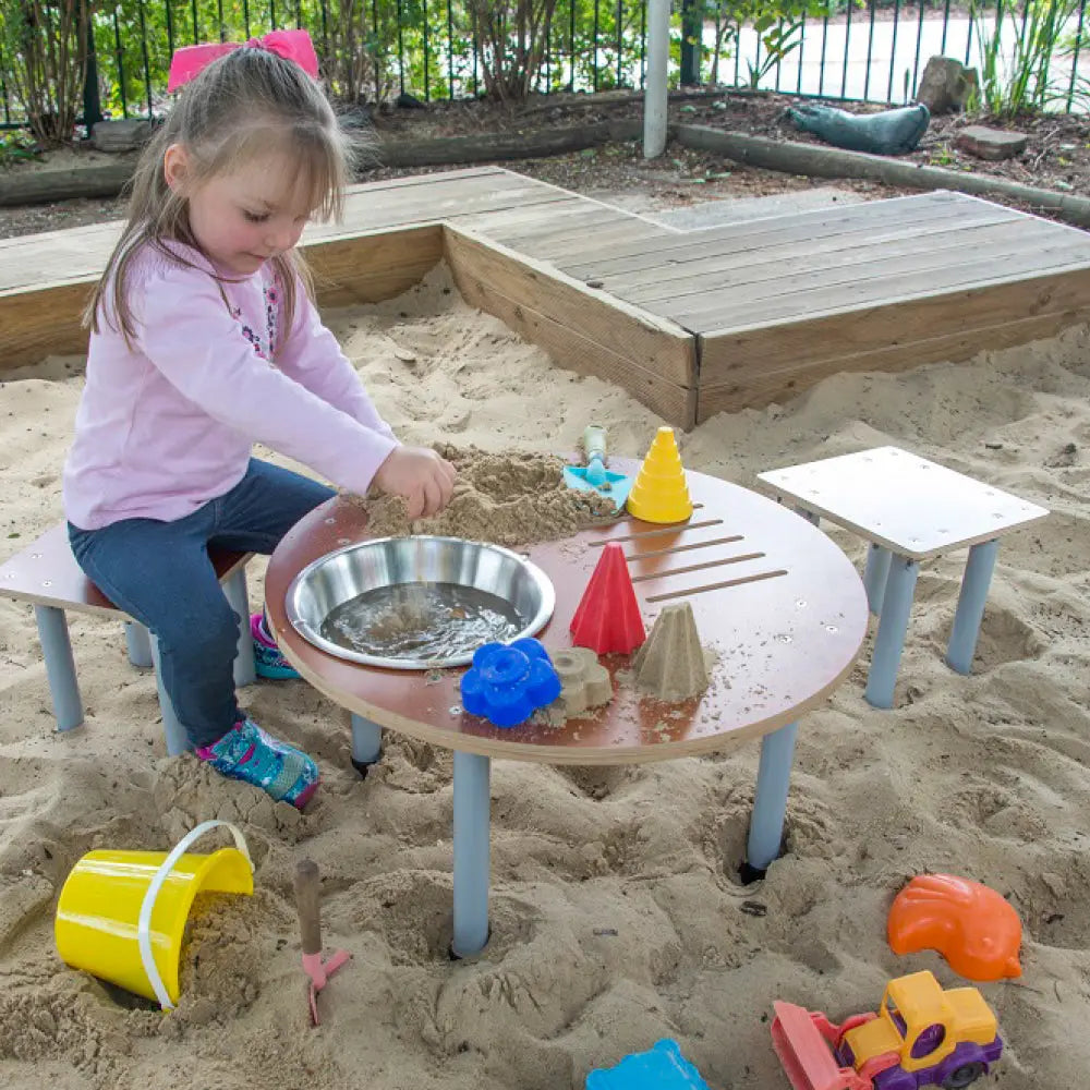 Sand and Water Table 40cm — Australian-made wooden 40cm round sand and water table for outdoor classrooms