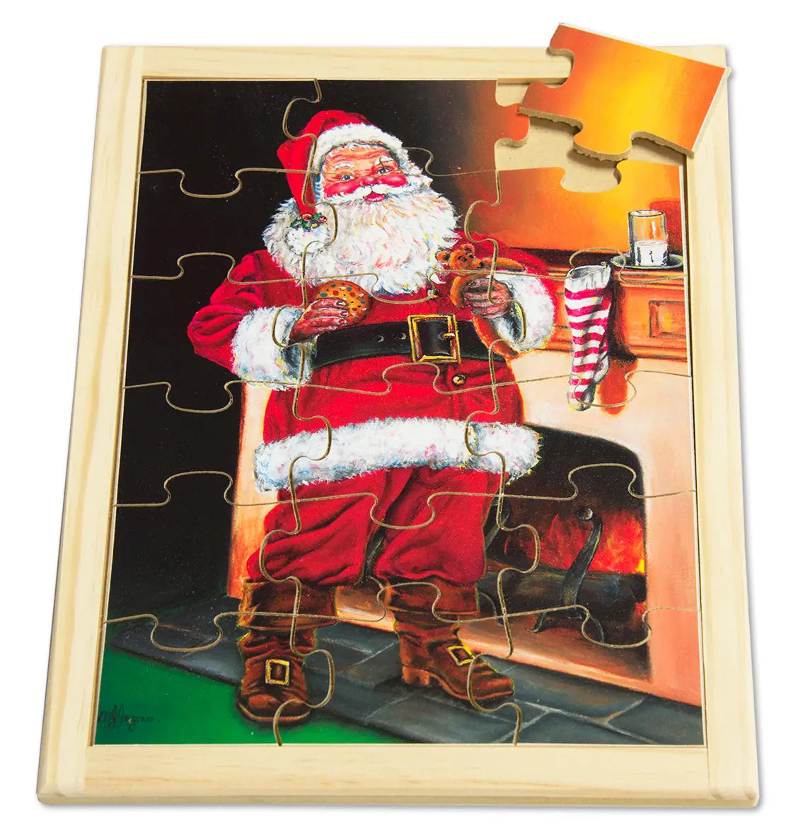 Santa Large Puzzle — hand-painted wooden jigsaw puzzle — Australian-made early learning resource, ages 3+