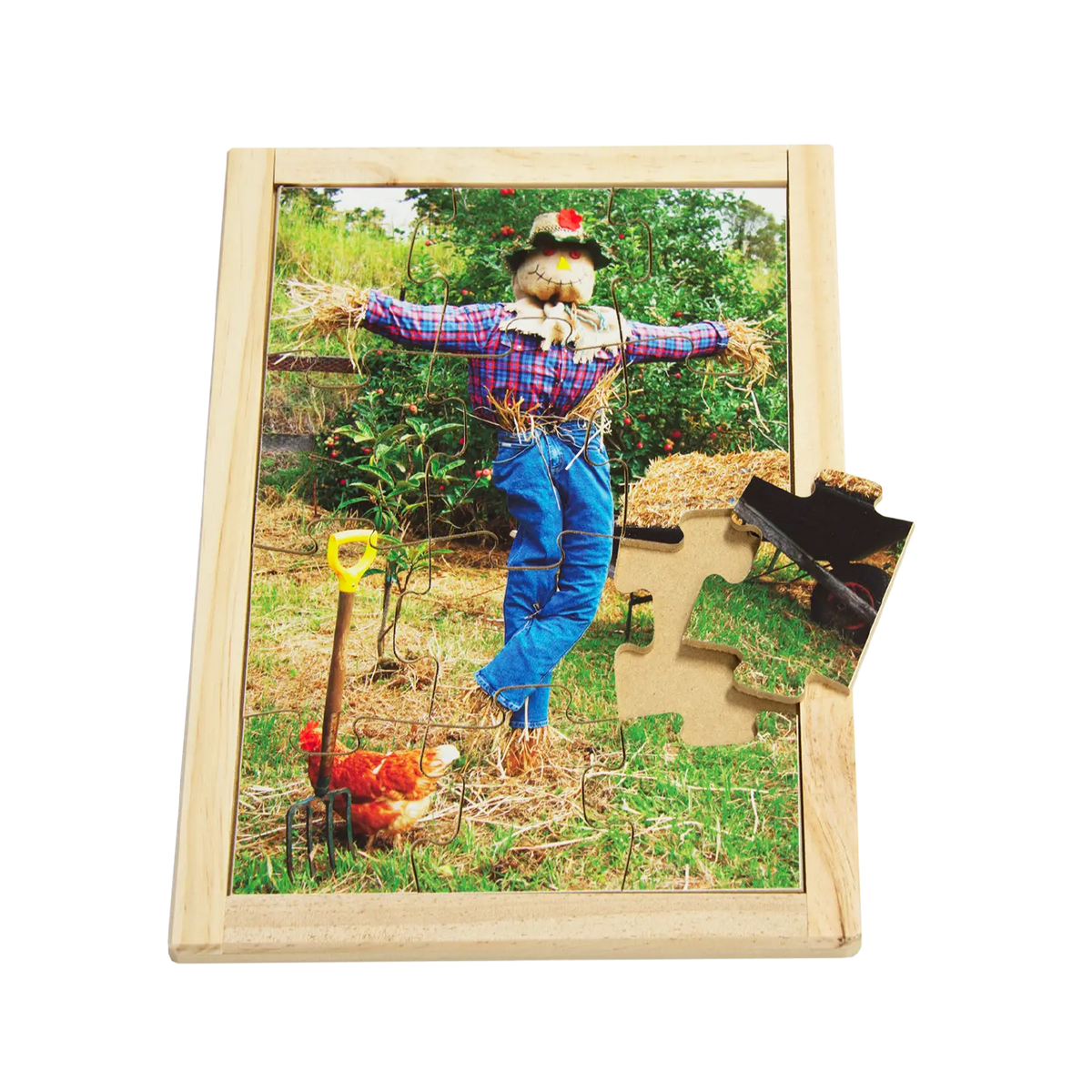 Scarecrow Farm Puzzle — hand-painted wooden jigsaw puzzle — Australian-made farm animals early learning resource