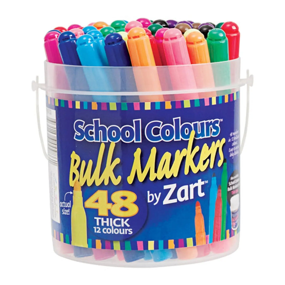 School Colours Thick Markers 48's — 48-pack of thick school colour markers for early childhood art