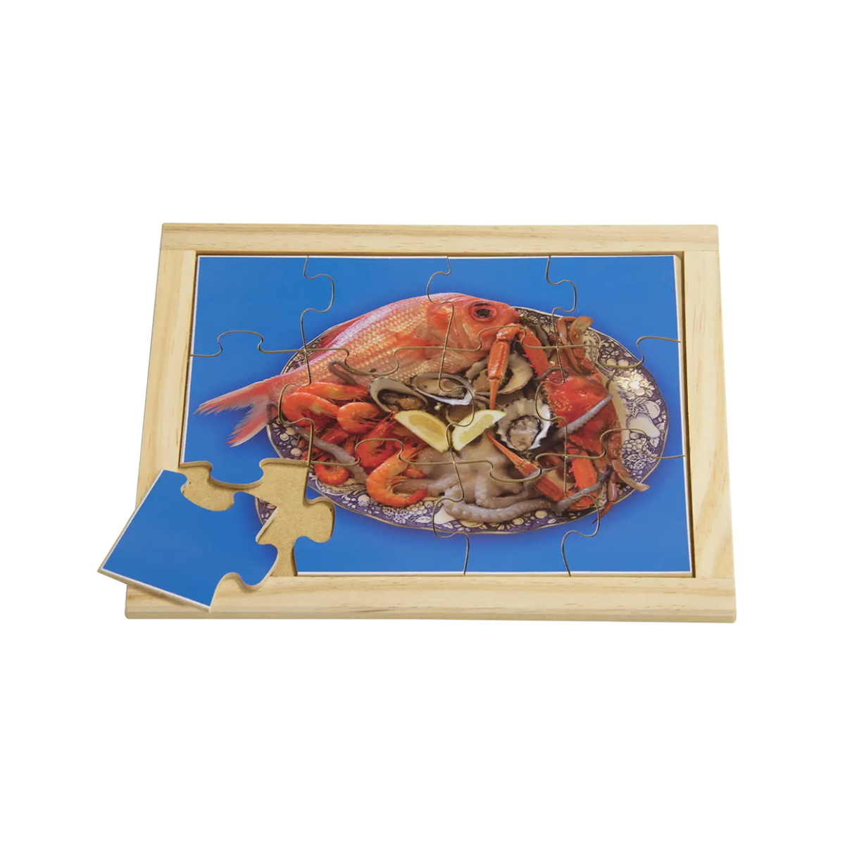 Seafood Small Puzzle — hand-painted wooden jigsaw puzzle — Australian-made healthy food early learning resource