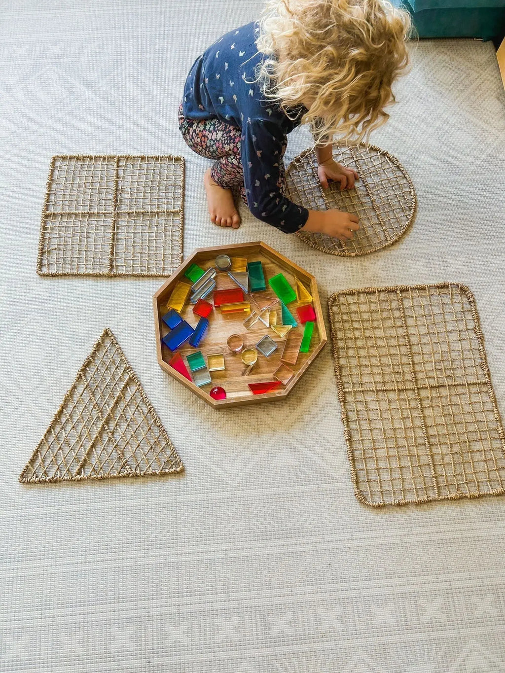 Shapes Weaving Frames Set — wooden shapes weaving frames set for early childhood fine motor activities