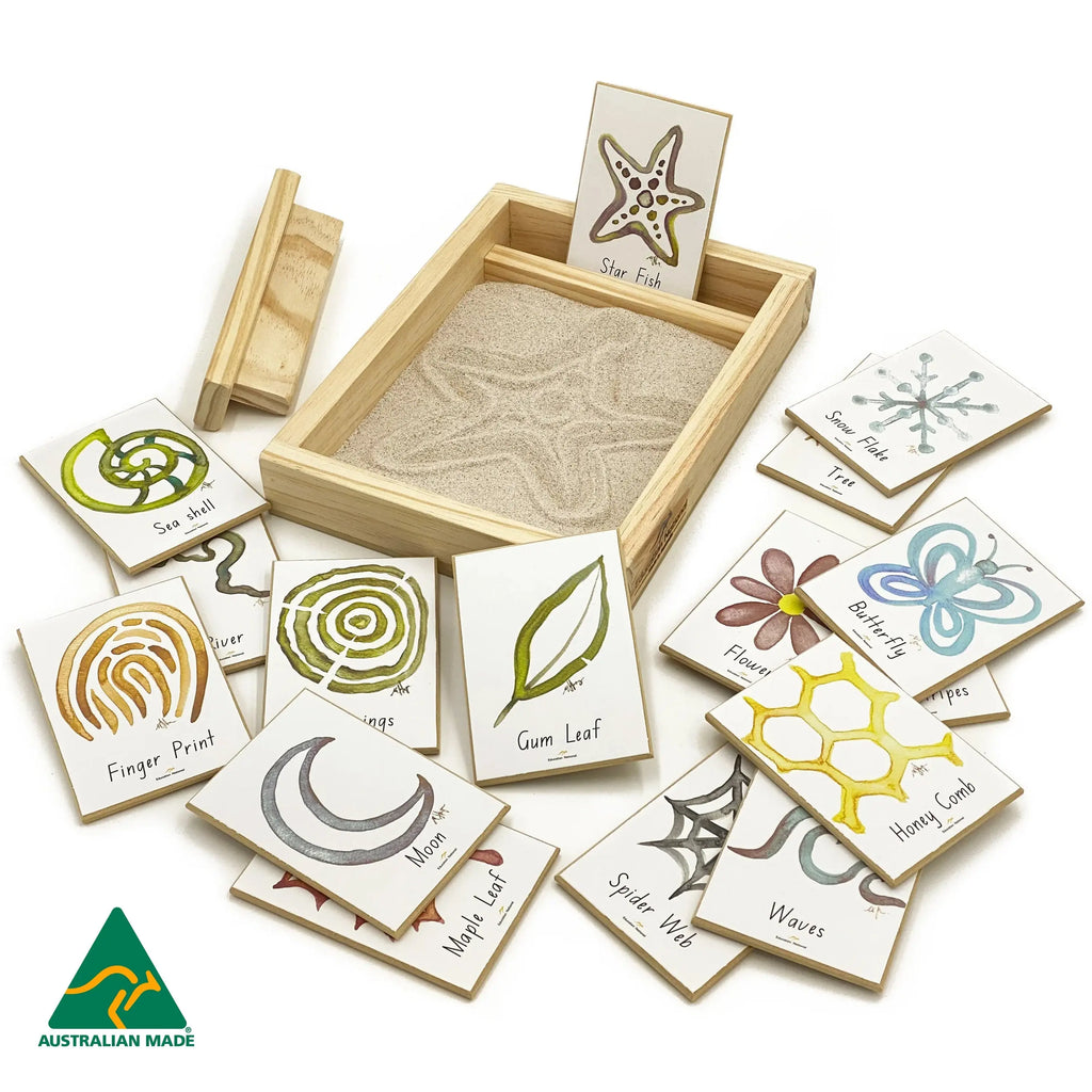 Shapes of nature sand drawing game — Australian-made nature-themed sand tracing game for early learning