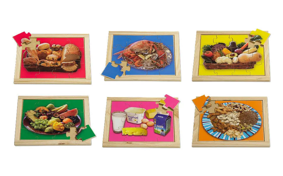 Small Healthy Food Puzzle Set with FREE Posters — Australian-made wooden healthy food puzzles for early learning