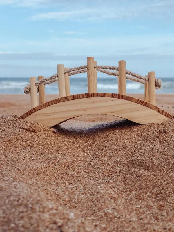 Small World Wooden Bridge — additional view of bridge in play scene