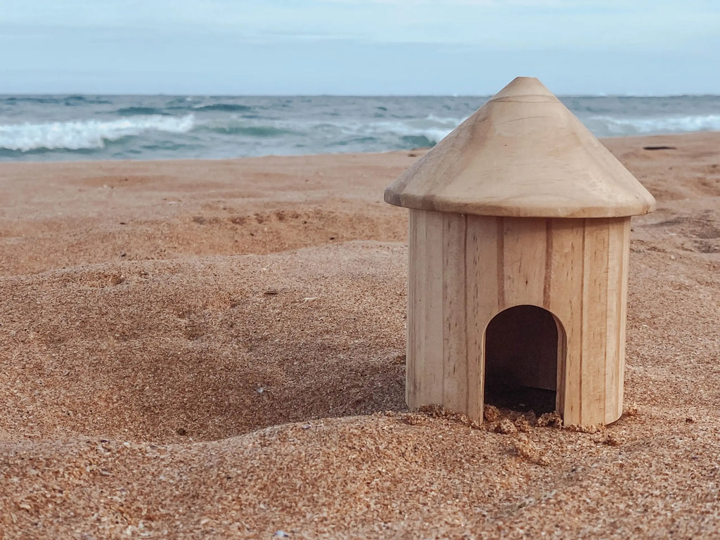 Small World Wooden Hut — additional view of hut in play scene