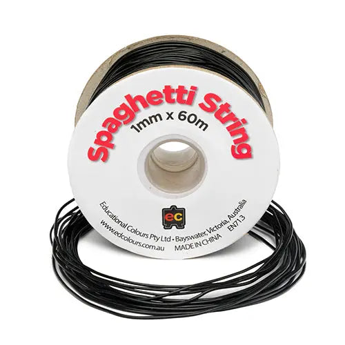 Spaghetti String Craft Roll 60m x 1mm — Black craft roll for early childhood art activities