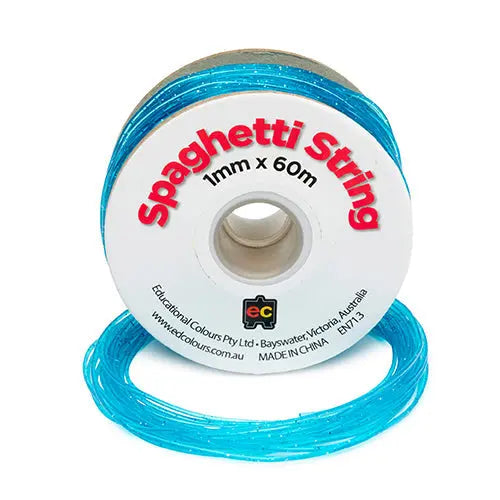 Spaghetti String Craft Roll 60m x 1mm — Glitter Sea Blue craft roll for early childhood art activities