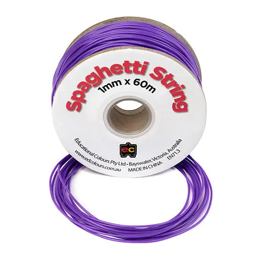 Spaghetti String Craft Roll 60m x 1mm — Purple craft roll for early childhood art activities