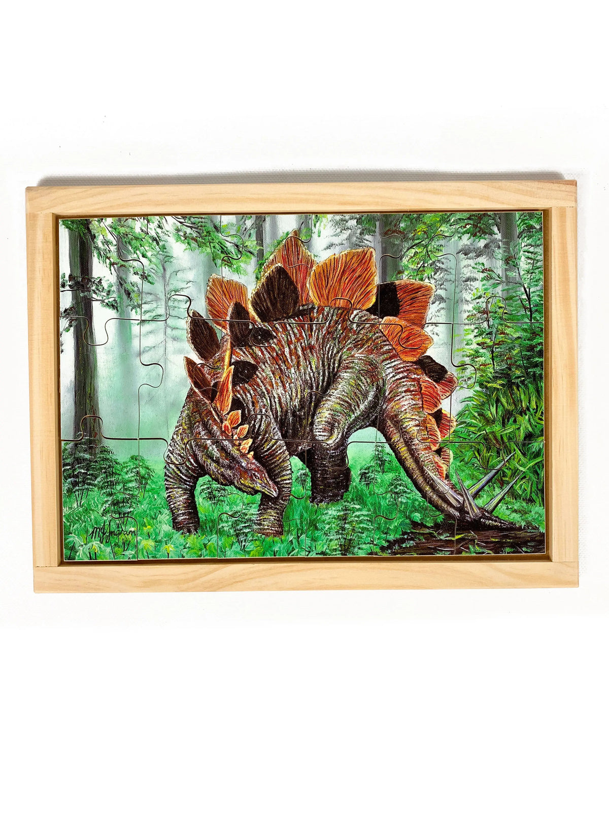 Stegosaurus Puzzle — hand-painted wooden jigsaw puzzle — Australian-made early learning resource, ages 3+