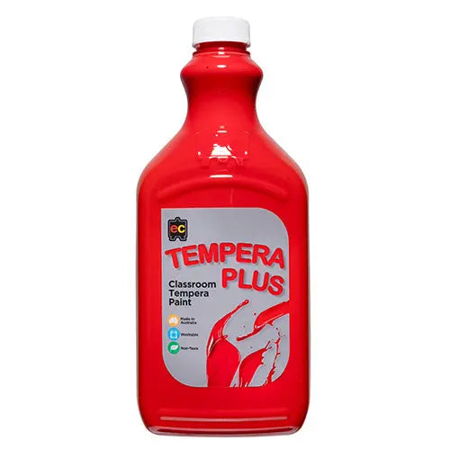 Tempera Plus Paint 2L Bottle — Brilliant Red tempera paint for early childhood classroom art