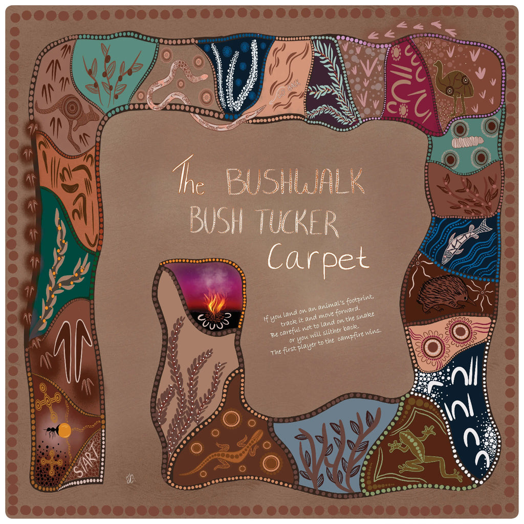 The Bushwalk Bush Tucker rug full design view — immersive Indigenous learning game rug for Australian early childhood classrooms