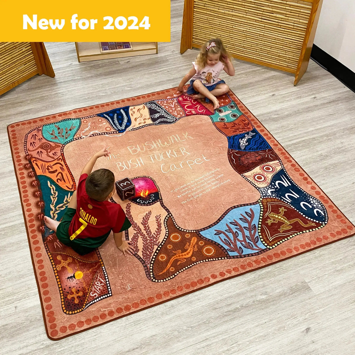 Set of 4 Indigenous Classroom Rugs — The Bushwalk Bush Tucker rug in set