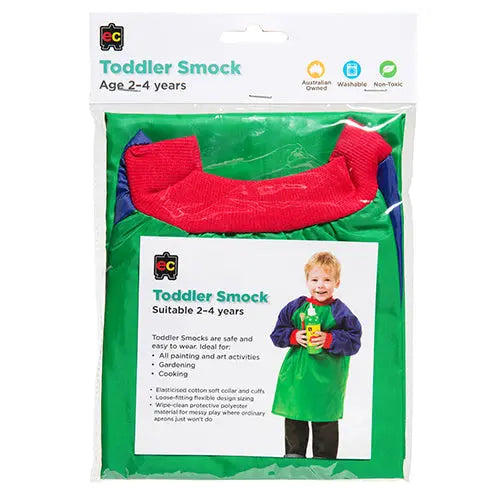 Toddler Smocks — Green art smock for early childhood painting and craft