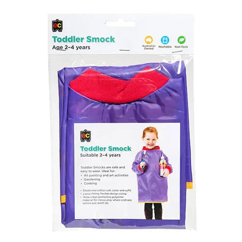 Toddler Smocks — Purple art smock for early childhood painting and craft