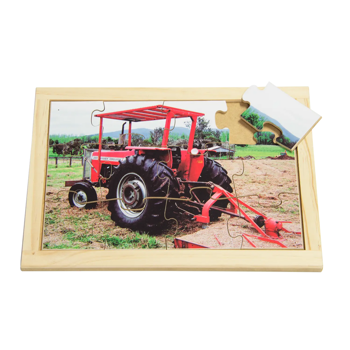Tractor Farm Puzzle — hand-painted wooden jigsaw puzzle — Australian-made farm animals early learning resource
