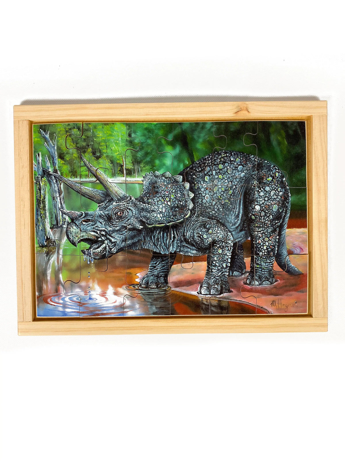 Triceratops Puzzle — hand-painted wooden jigsaw puzzle — Australian-made early learning resource, ages 3+