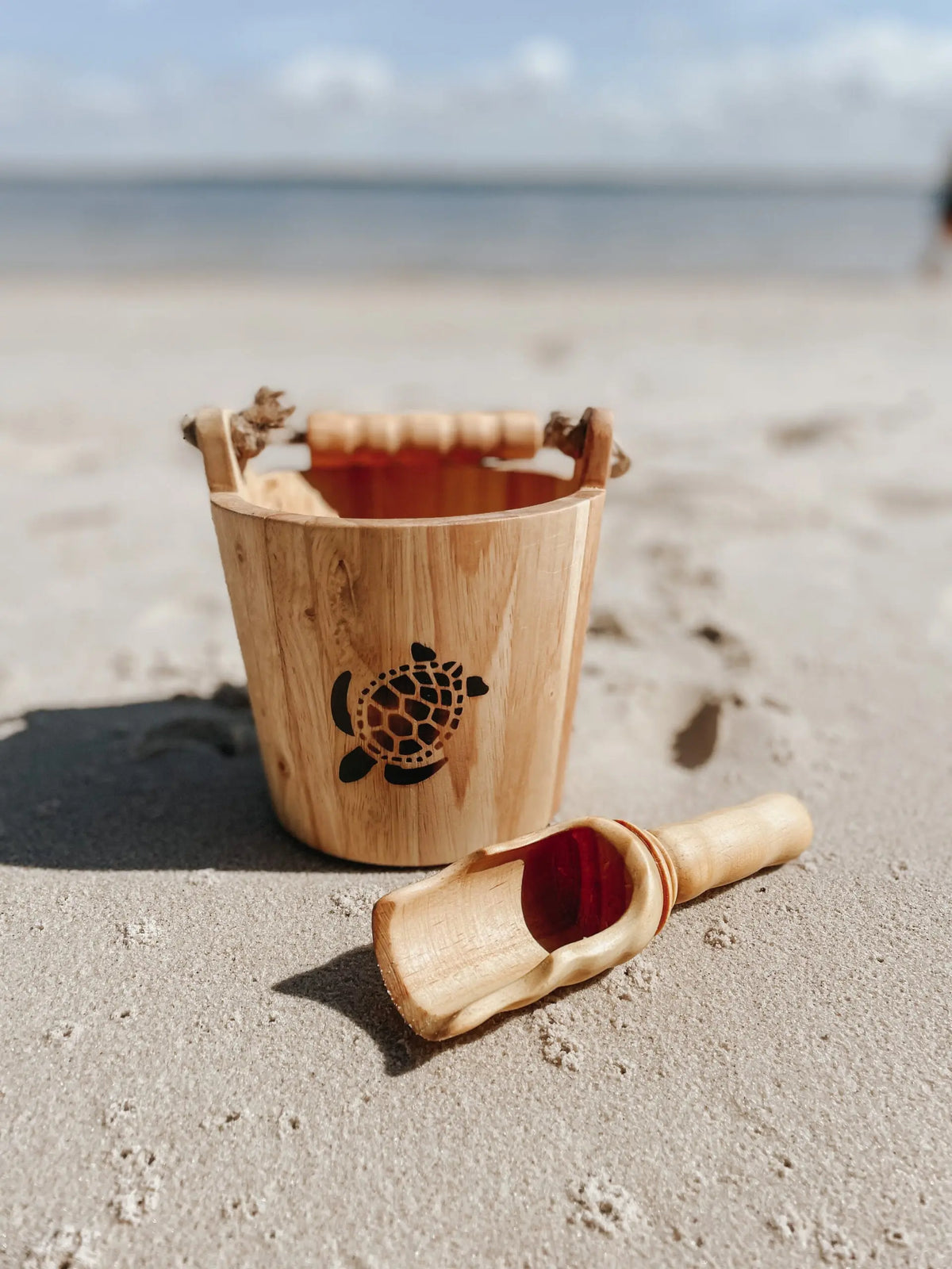 Wooden Turtle Bucket and Small Shovel — wooden turtle bucket and small shovel for early childhood sand play