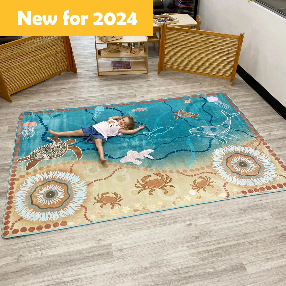 Set of 4 Indigenous Classroom Rugs — Under the Sea Dreaming rug in set