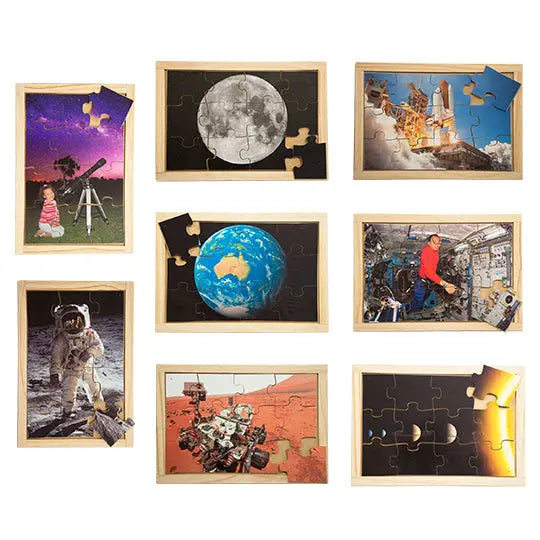 Universe Puzzle Set with FREE Posters 8 Puzzles — Australian-made wooden universe puzzles set for early learning