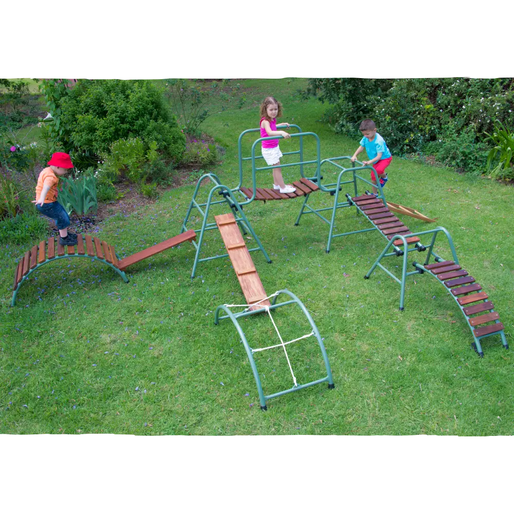 Wilderness Playset — Australian-made wooden eucalyptus outdoor climbing playset for early learning centres