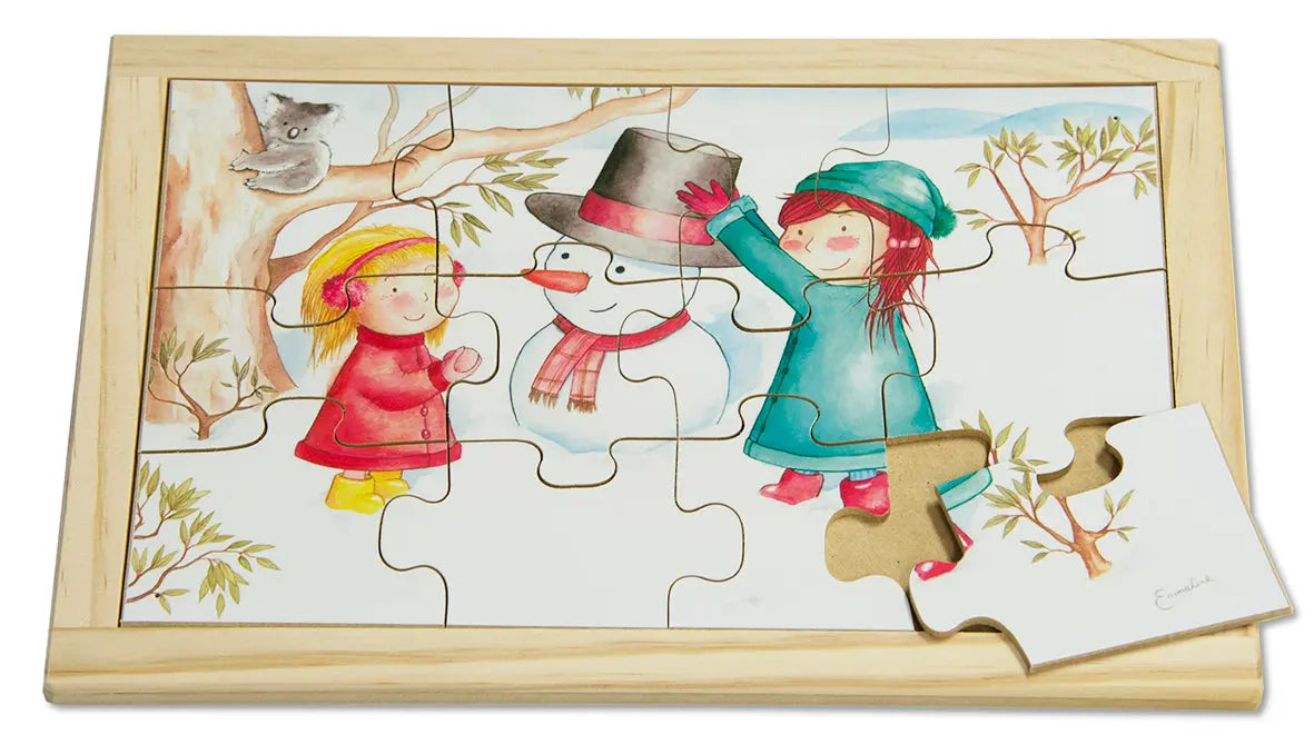 Winter Puzzle — hand-painted wooden jigsaw puzzle — Australian-made early learning resource, ages 3+