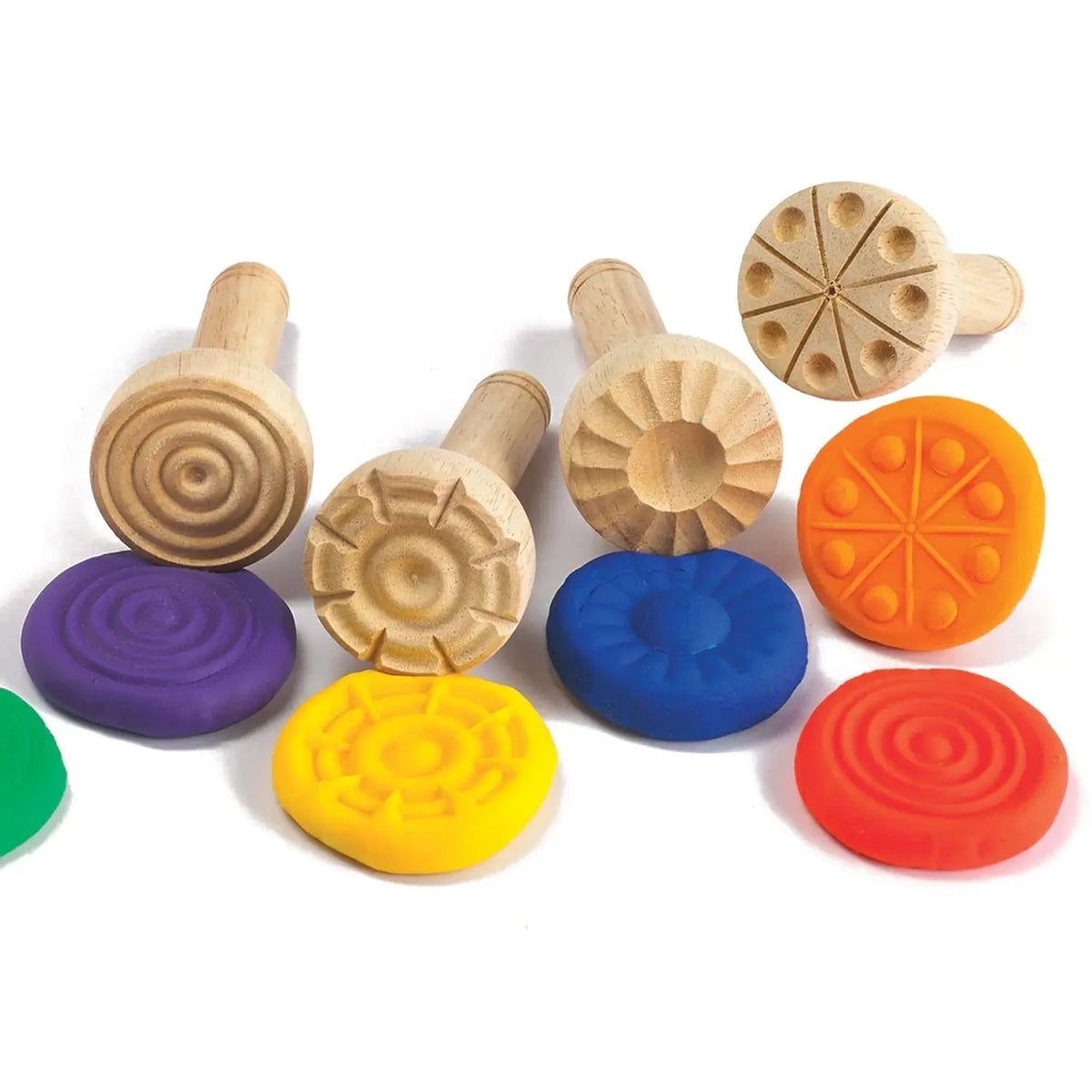 Wooden Dough Stampers — wooden dough stampers for clay and dough play, early childhood classroom