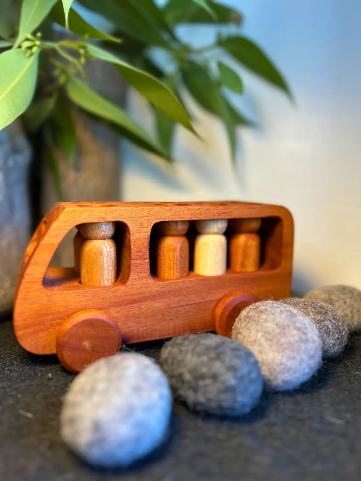 Wooden Peg Doll Bus — wooden peg doll bus for early childhood imaginative play