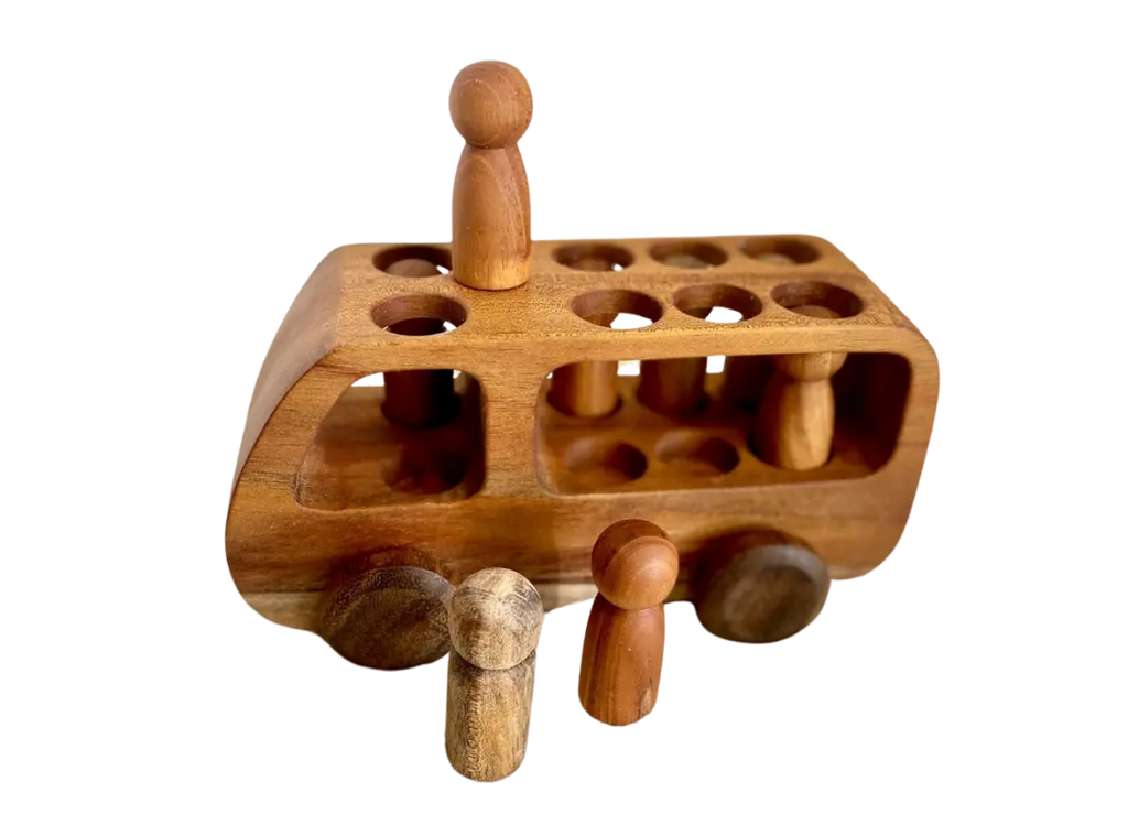 Wooden Peg Doll Bus — additional view of peg doll bus