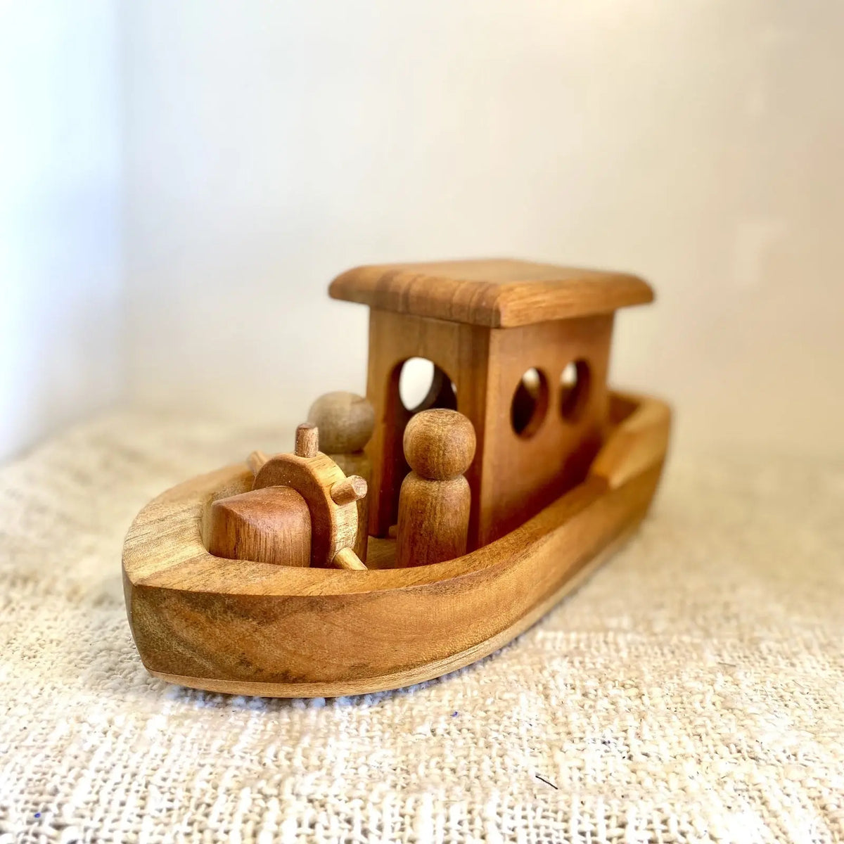 Wooden Peg Doll Tugboat — wooden peg doll tugboat for early childhood imaginative play