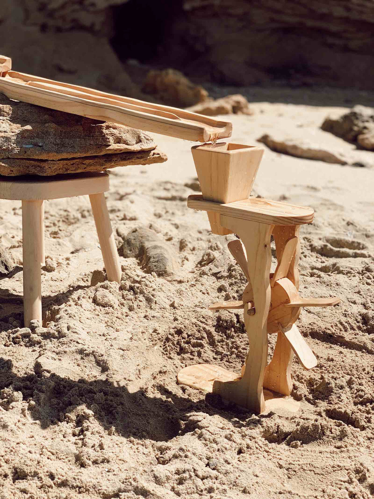 Wooden Water & Sand Wheel — wooden water and sand wheel for early childhood sensory play