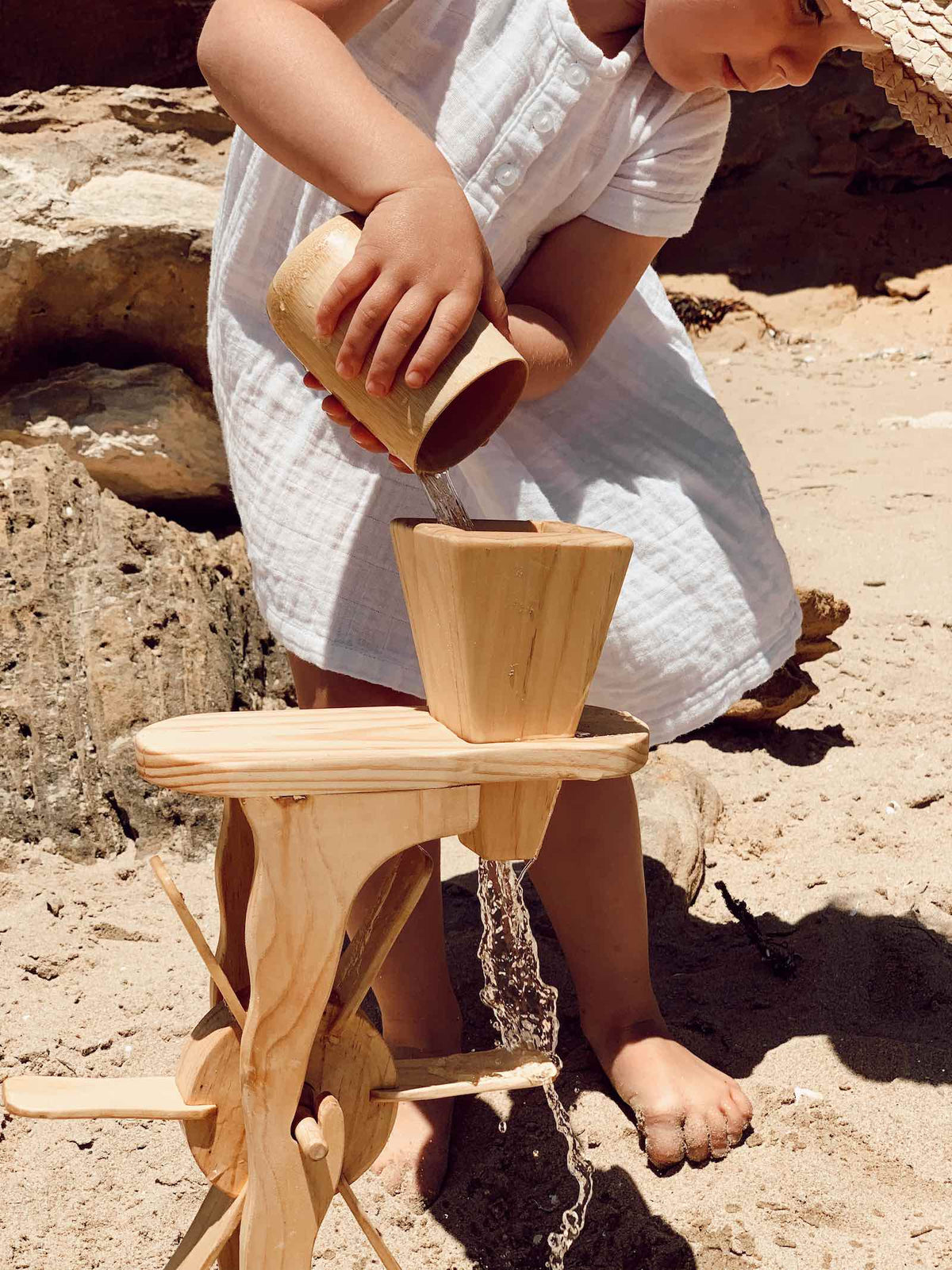 Wooden Water & Sand Wheel — in classroom water play