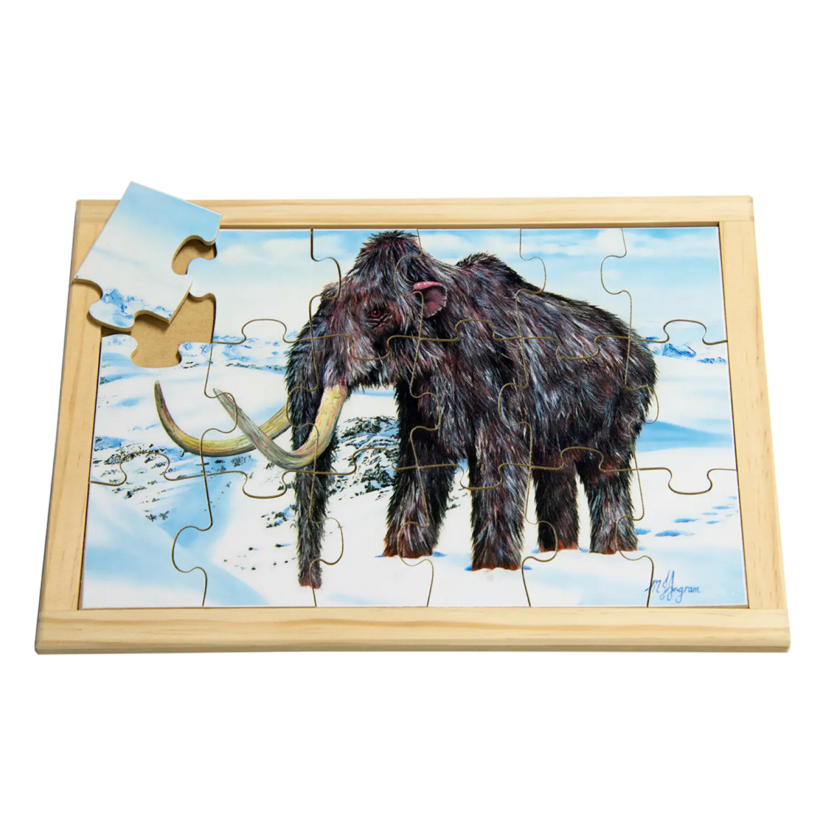 Woolly Mammoth Puzzle — hand-painted wooden jigsaw puzzle — Australian-made early learning resource, ages 3+