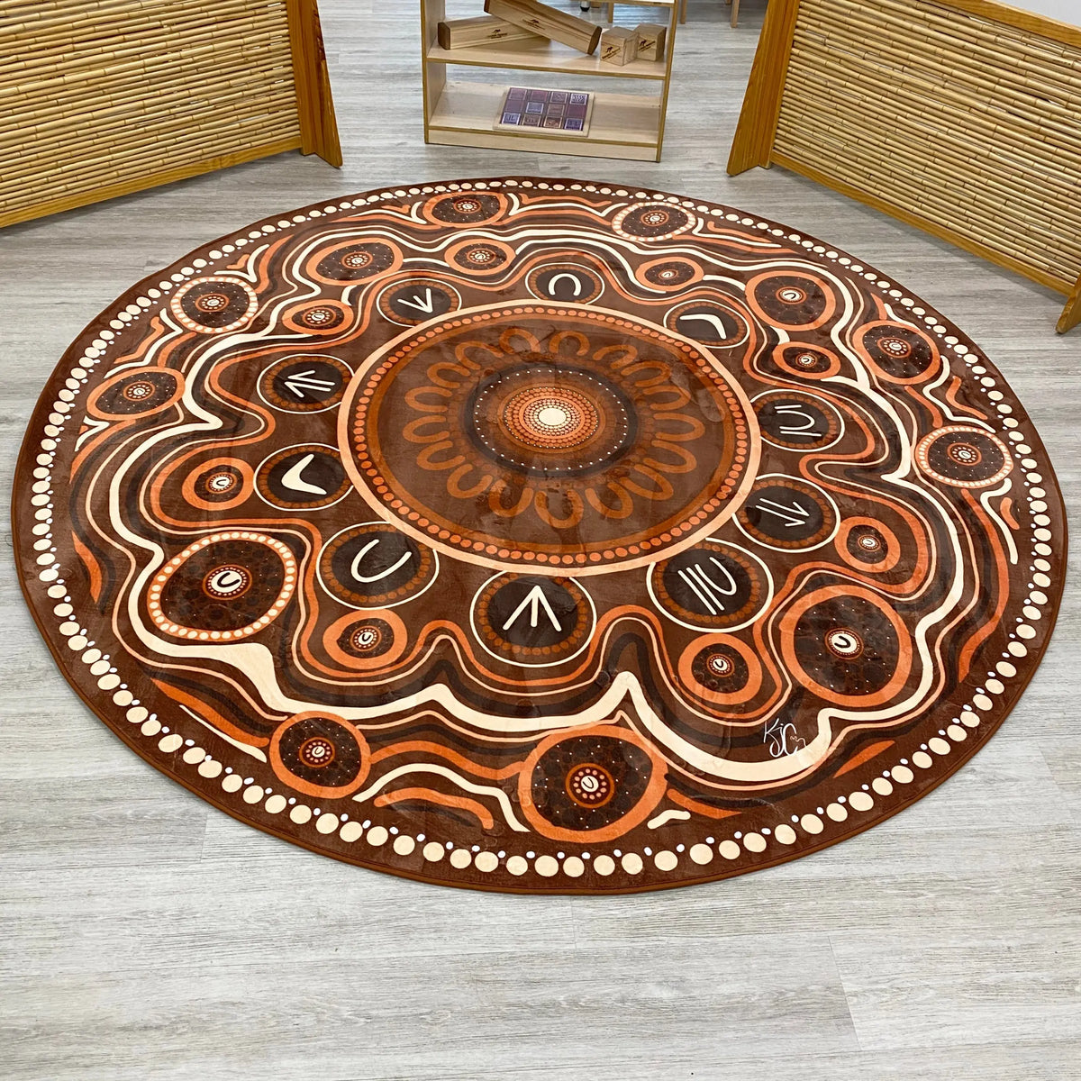 Yarning Circle Indigenous Rug — additional view of Aboriginal art classroom rug