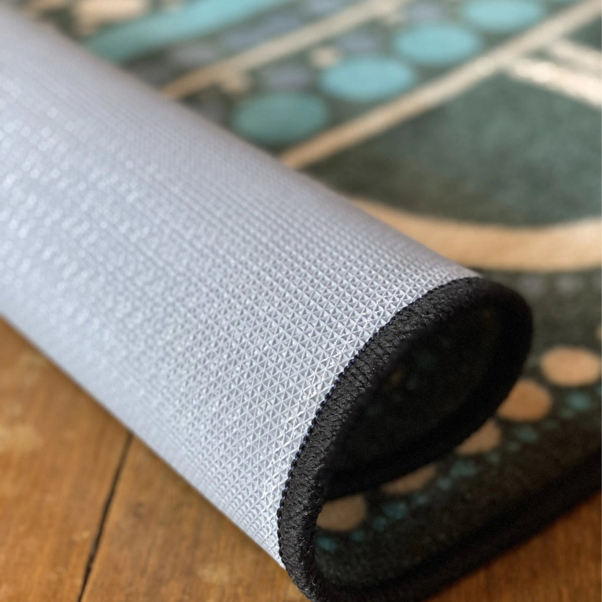 Yarning Oval Indigenous Rug — second classroom display view