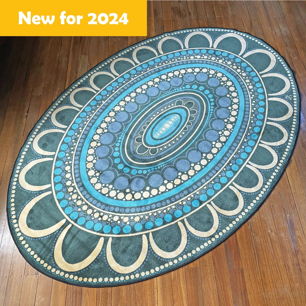Set of 4 Indigenous Classroom Rugs — Yarning Oval rug in set