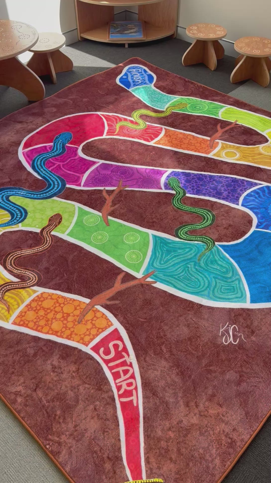Serpents and Sticks Rug Game with soft Dice