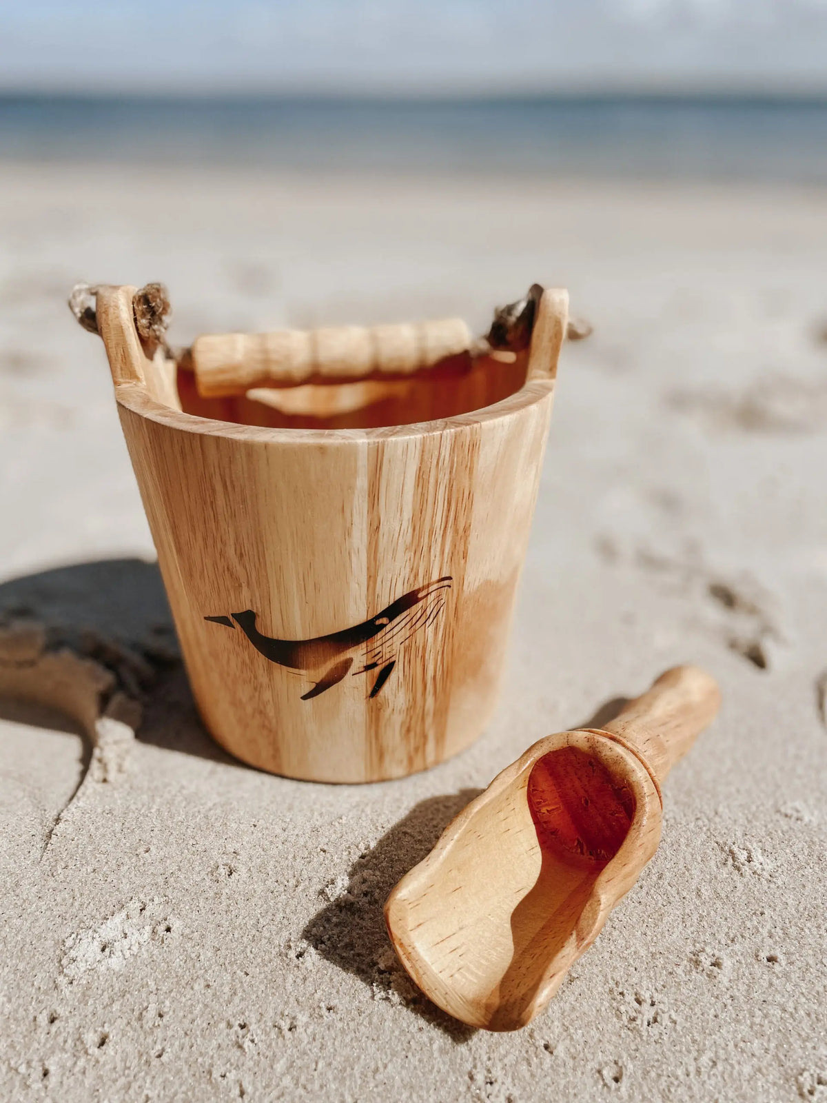 Wooden Whale Bucket and Small Shovel — wooden whale bucket and small shovel for early childhood sand play