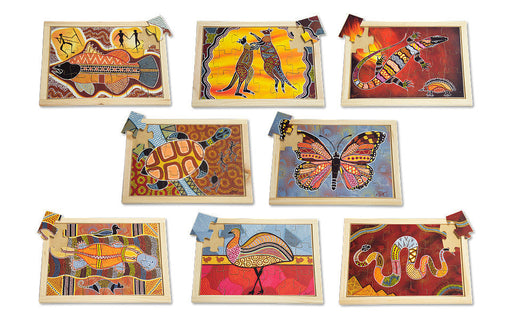 Large Aboriginal Art Style Puzzle Set with FREE Posters 8 Puzzles